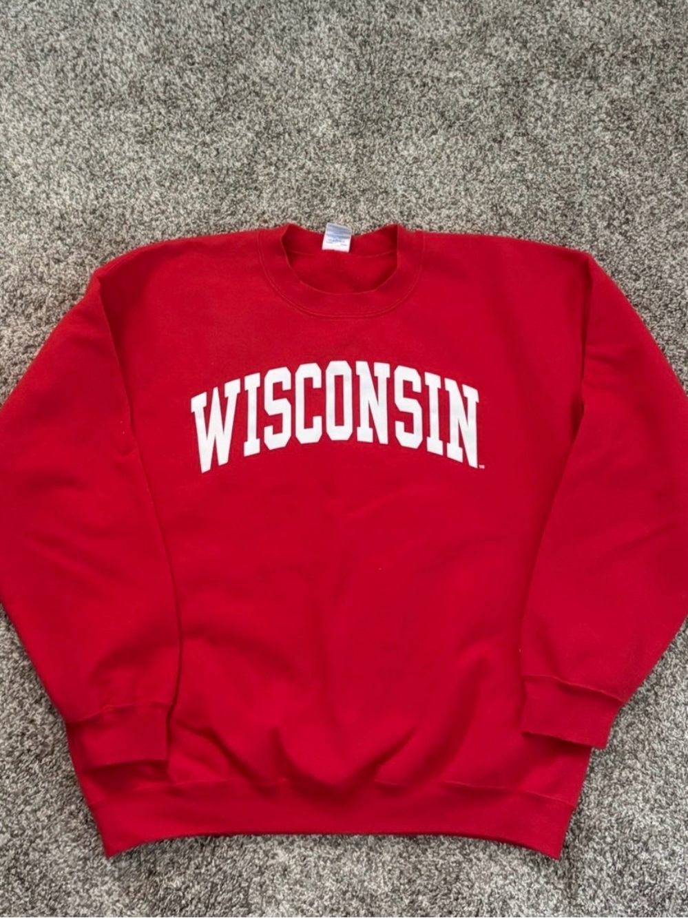 Gildan Red Wisconsin Crewneck Sweatshirt